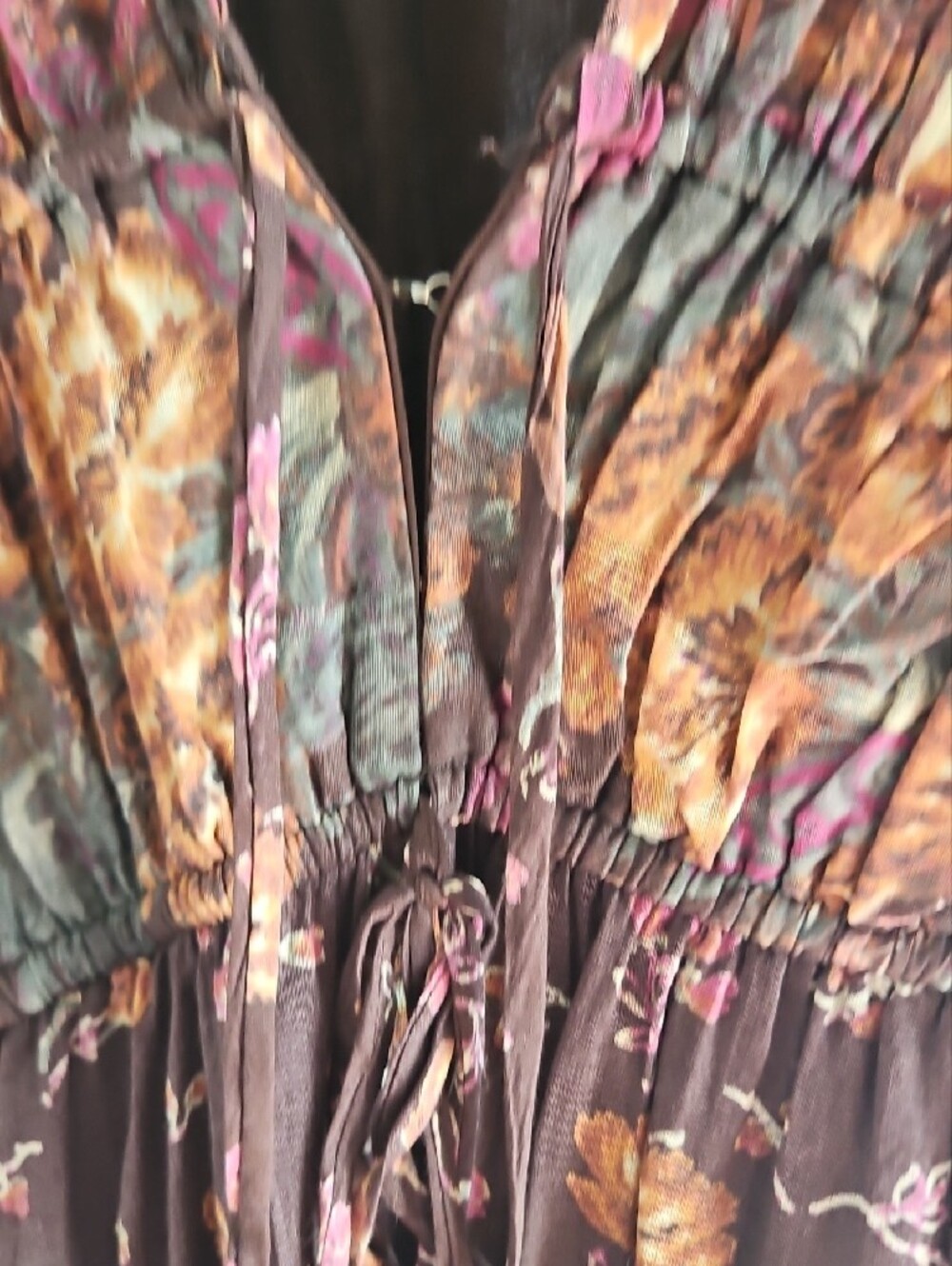 Free People Brown Floral Maxi with Pink and Gold Accents - Picture 3 of 5